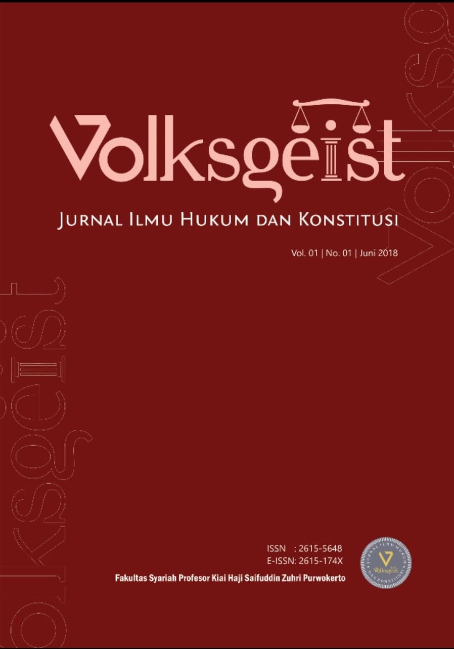 Sampul Volksgeist: Jurnal Ilmu Hukum dan Konstitusi